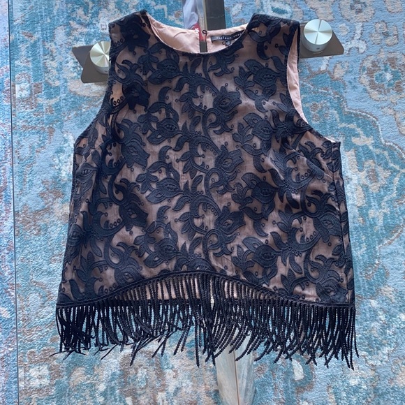 NWOT Lace and fringe top - Picture 1 of 6